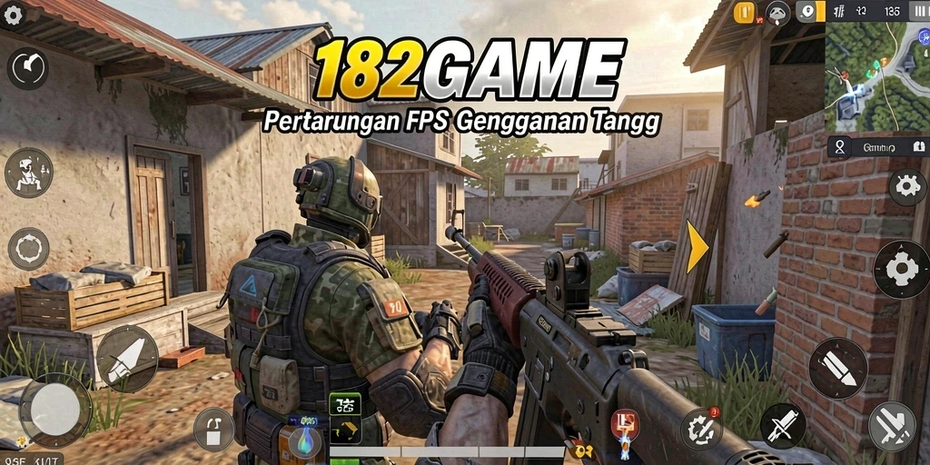 Tampilan gameplay 182GAME dengan grafis menakjubkan dan aksi tembak-menembak yang intens.
