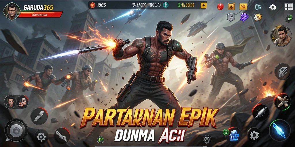 Tampilan aksi mendebarkan dalam gameplay GARUDA365.
