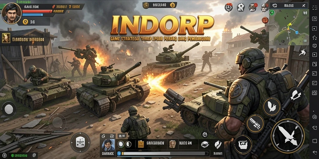 Tampilan gameplay INDORP yang mendebarkan dengan pertempuran strategi.