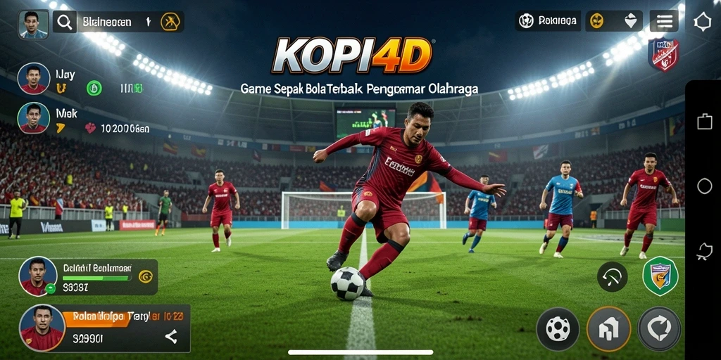 Tangkapan layar KOPI4D menampilkan aksi mendebarkan di lapangan sepak bola.