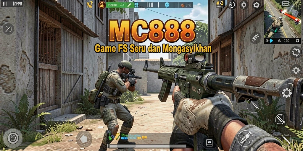 Screenshot gameplay MC888 dengan aksi menembak yang mendebarkan.
