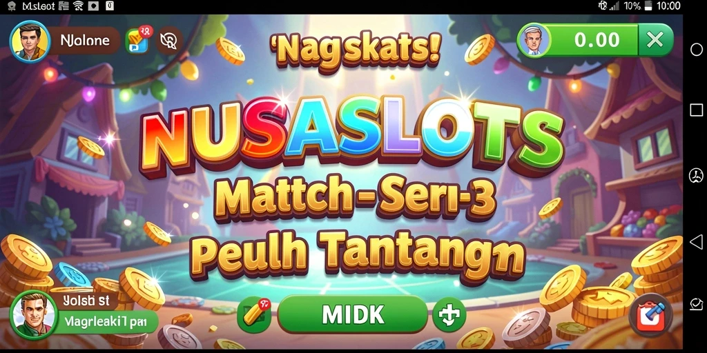 Screenshot utama menampilkan gameplay seru NUSASLOTS match-3.