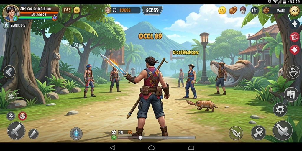 Screenshot gameplay OCE69 yang menunjukkan karakter dan lingkungan yang dinamis.