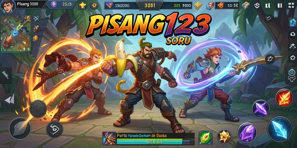 Layar gameplay PISANG123 menunjukkan pertarungan tim yang mendebarkan.