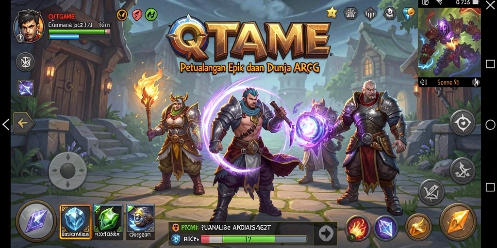Gameplay QTGAME yang mendebarkan dengan pertarungan seru.