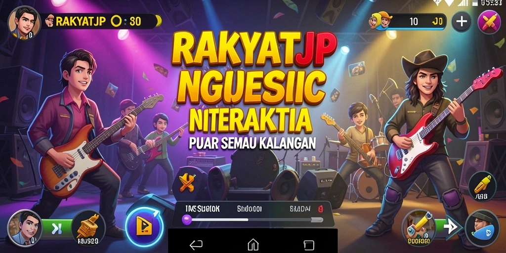 Tampilan gameplay menyenangkan RAKYATJP dengan berbagai genre musik.