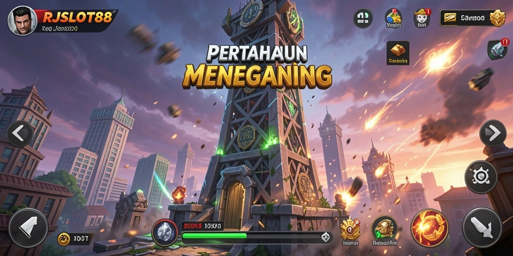Tangkapan layar gameplay RJSLOT88 dengan strategi Tower Defense yang menarik.