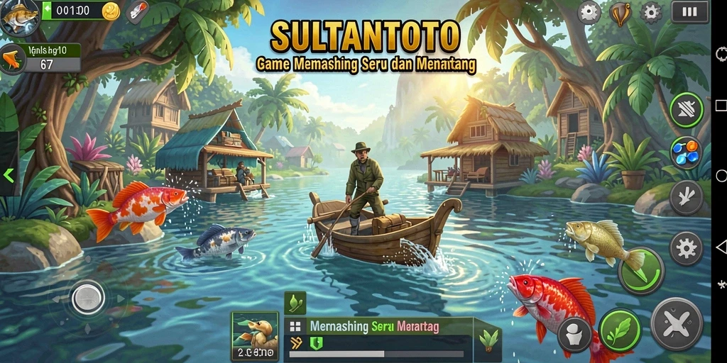 Gameplay memancing yang seru dengan ikan beragam.