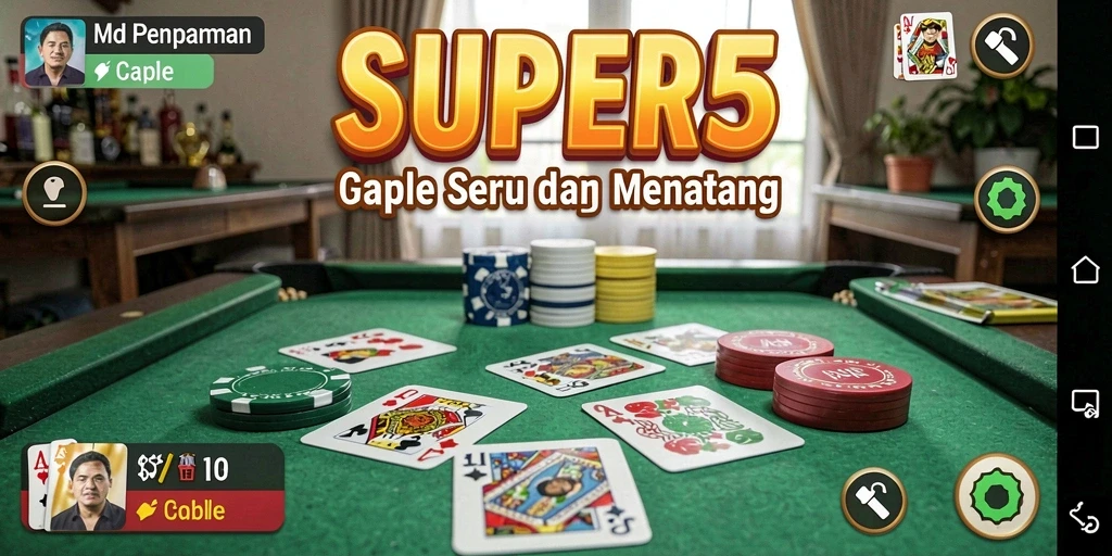 Screenshot gameplay <strong>SUPER5</strong> yang menampilkan aksi seru permainan Gaple.