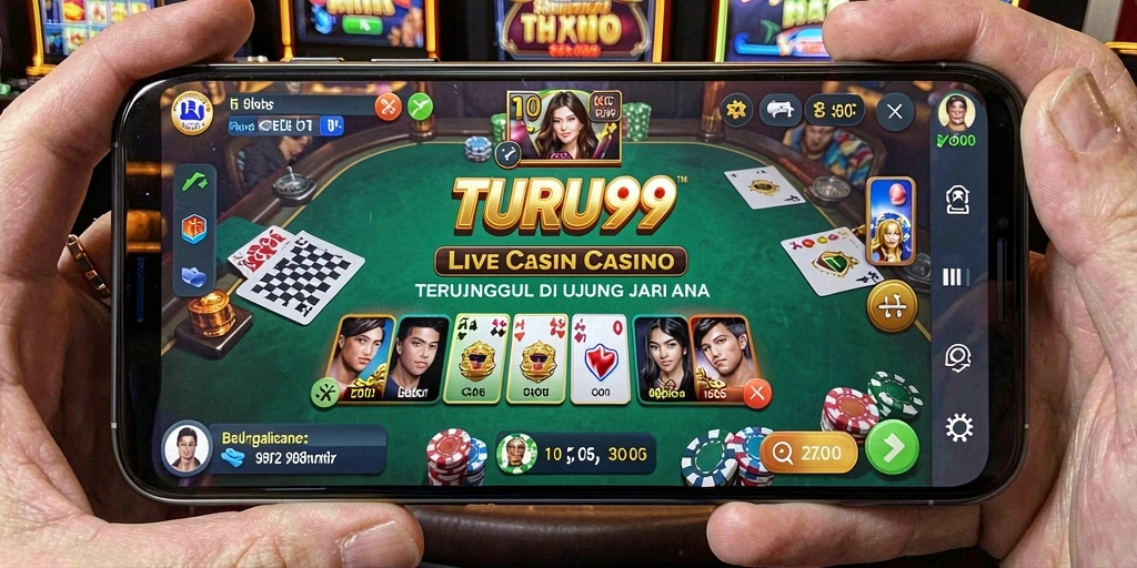 Tampilan menarik dari dealer live di TURU99 saat berinteraksi dengan pemain.
