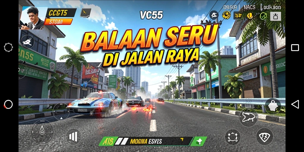 Tampilan gameplay balapan yang menegangkan dan grafis yang indah.