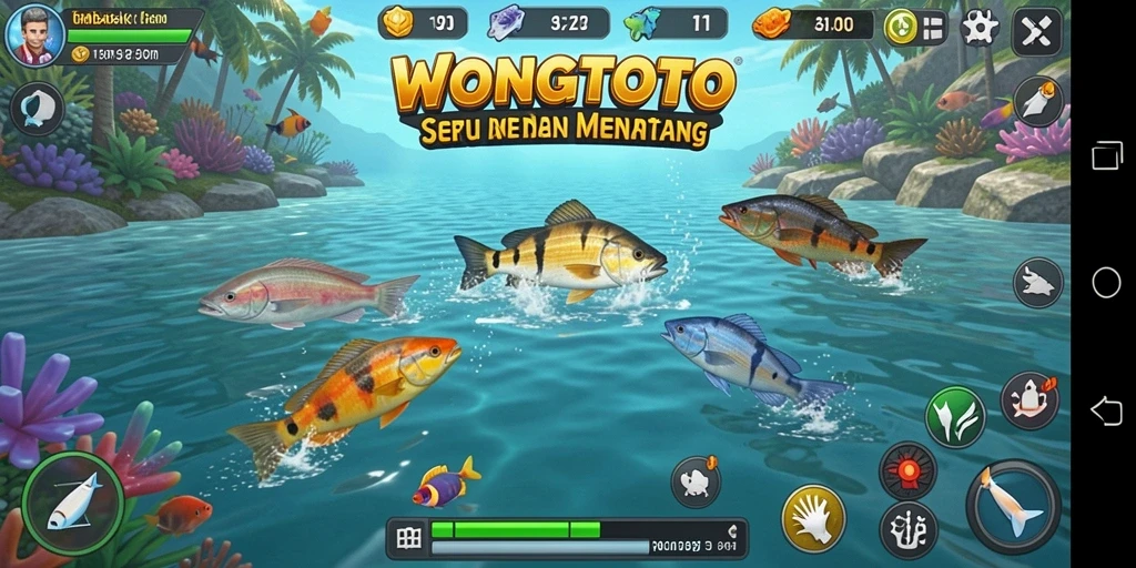 Screenshot WONGTOTO menampilkan aksi seru menembak ikan.